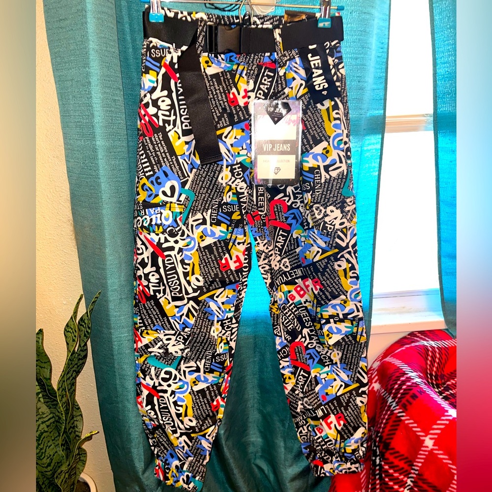 Bright colored word design Fashion Collection VIP jogger pants